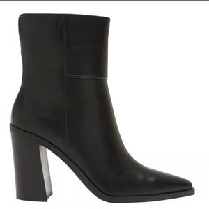 Steve Madden Silvee Black Leather Ankle Boots